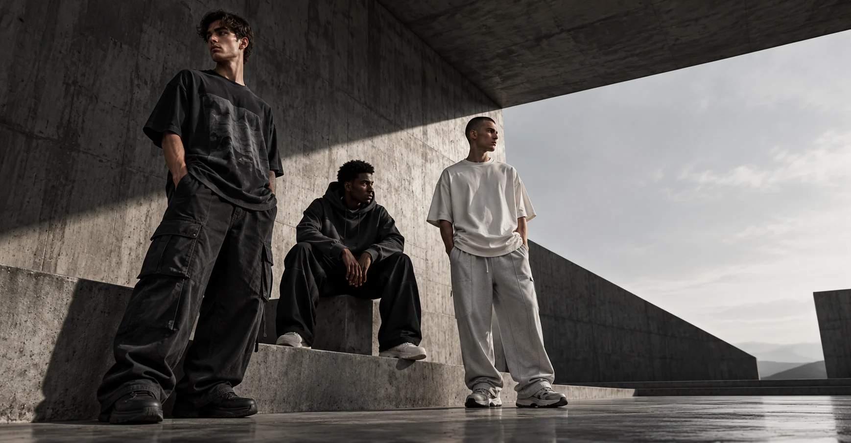 Streetwear campaign in architectural setting